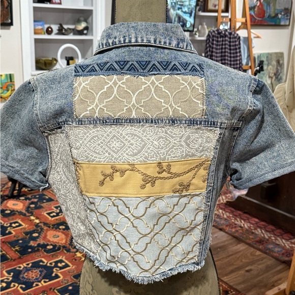 Patchwork Denim Jean Jacket - Picture 6 of 10